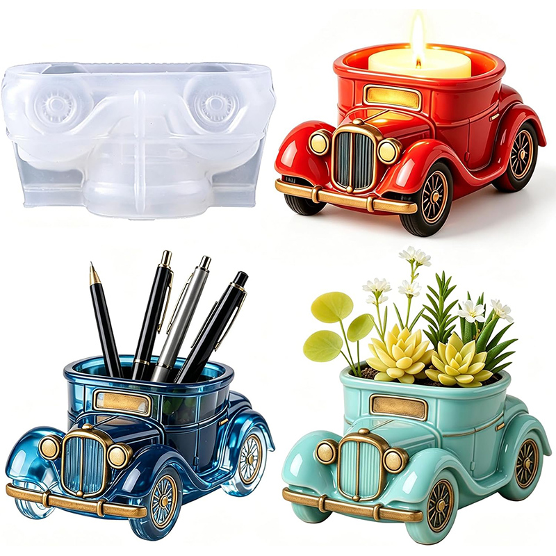 Potsticker Mold - 3D Vintage Bus Auto Sukkulenten-Topf Silikonform