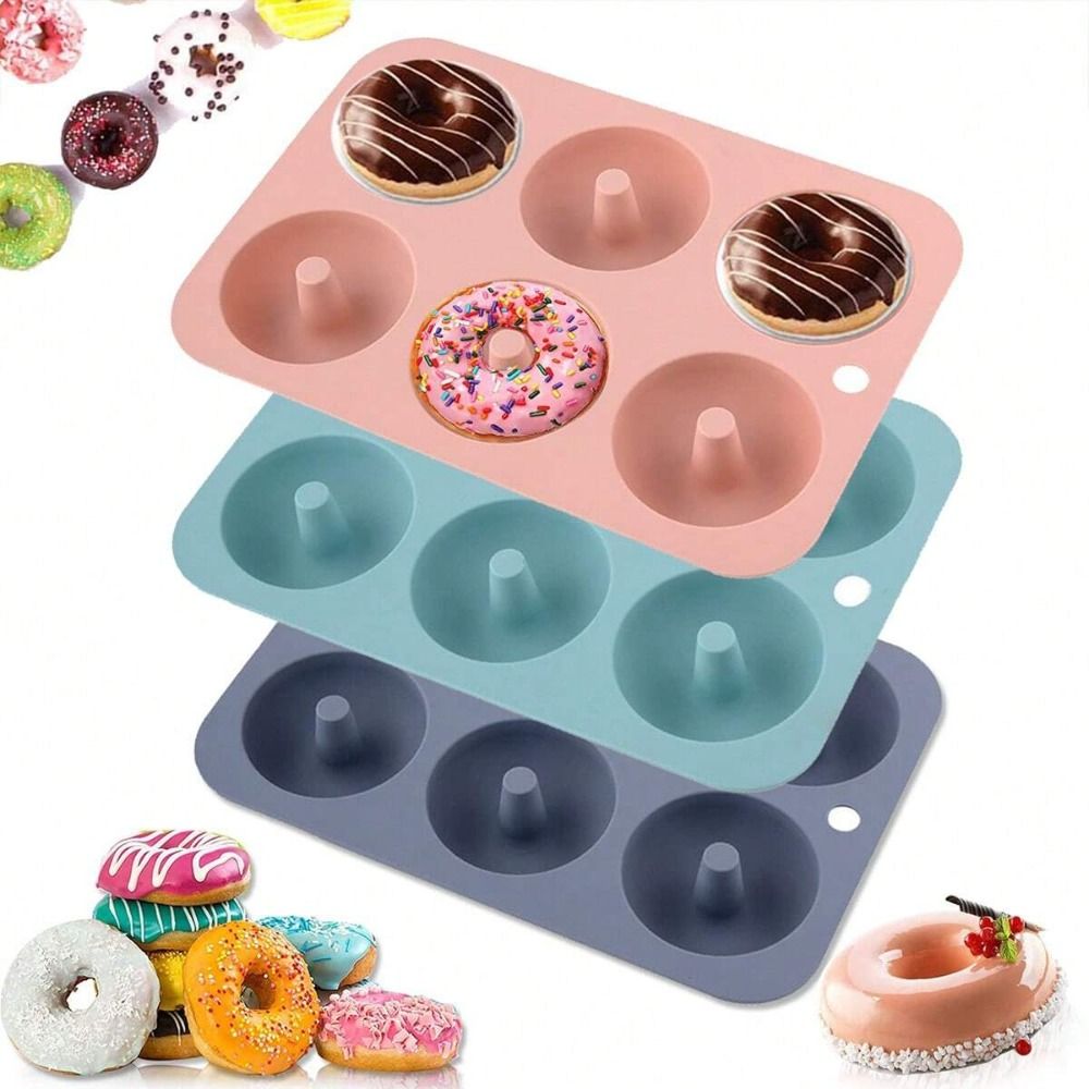 Donut Mold Silicone - Neue Silikon-Donut-Form, Antihaftbeschichtete Lebensmittelqualität, Wiederverwendbare 6-Loch-Backform,