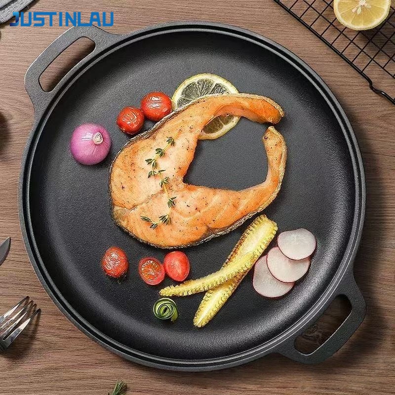 Mini Pancake Griddle - JUSTINLAU Doppelgriff-Bratpfanne aus Gusseisen für Eier