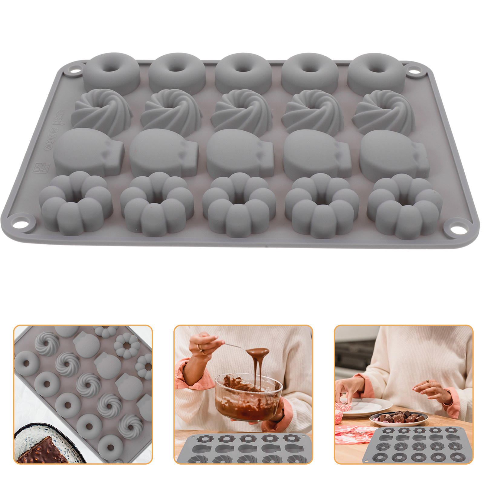 Donut Mold Silicone - Mini-Donut-Silikonform, hitzebeständig, für Schokolade, Gelee, Süßigkeiten,